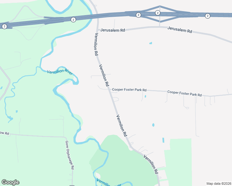 map of restaurants, bars, coffee shops, grocery stores, and more near 3845 Cooper Foster Park Road in Vermilion