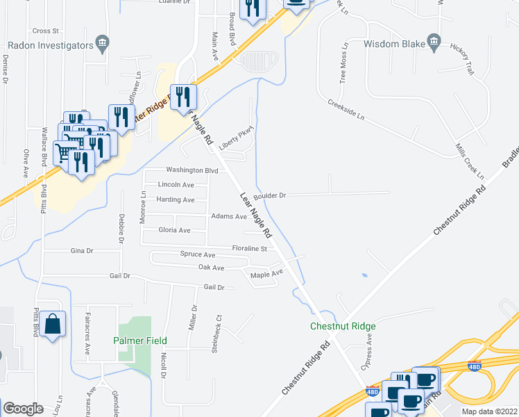 map of restaurants, bars, coffee shops, grocery stores, and more near 6431 Lear Nagle Road in North Ridgeville