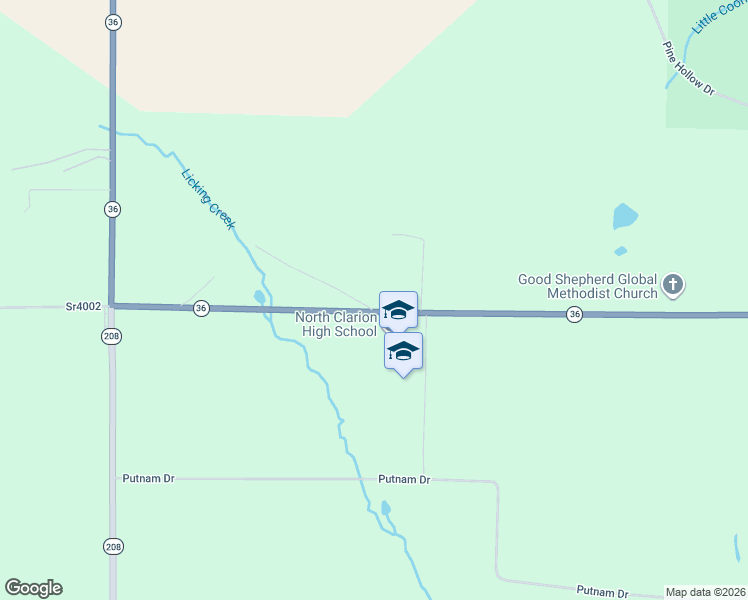 map of restaurants, bars, coffee shops, grocery stores, and more near 10520 Pennsylvania 36 in Tionesta