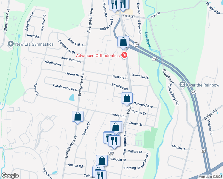 map of restaurants, bars, coffee shops, grocery stores, and more near 27 Pelham Avenue in Hamden