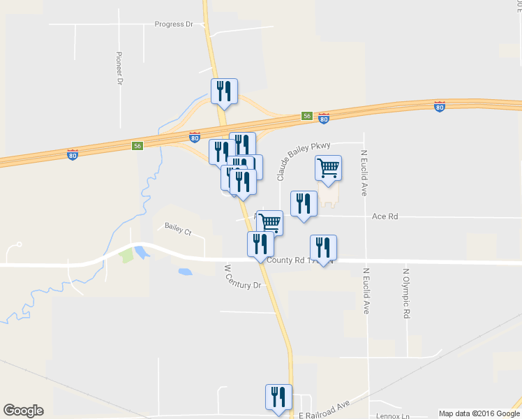 map of restaurants, bars, coffee shops, grocery stores, and more near 105 Ace Rd in Princeton