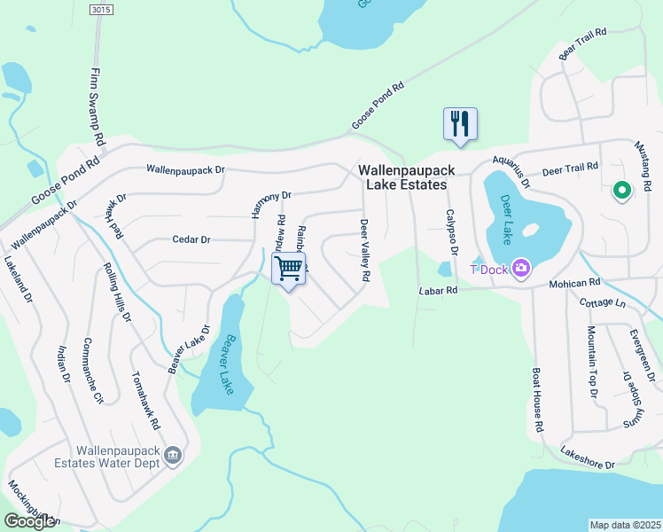 map of restaurants, bars, coffee shops, grocery stores, and more near Green Valley Circle in Lake Ariel