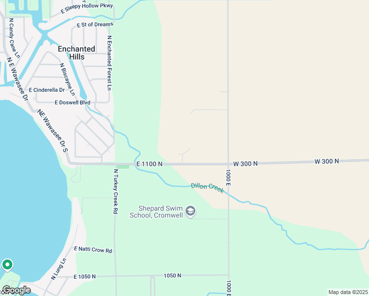 map of restaurants, bars, coffee shops, grocery stores, and more near 9820 East 1100 North in Cromwell