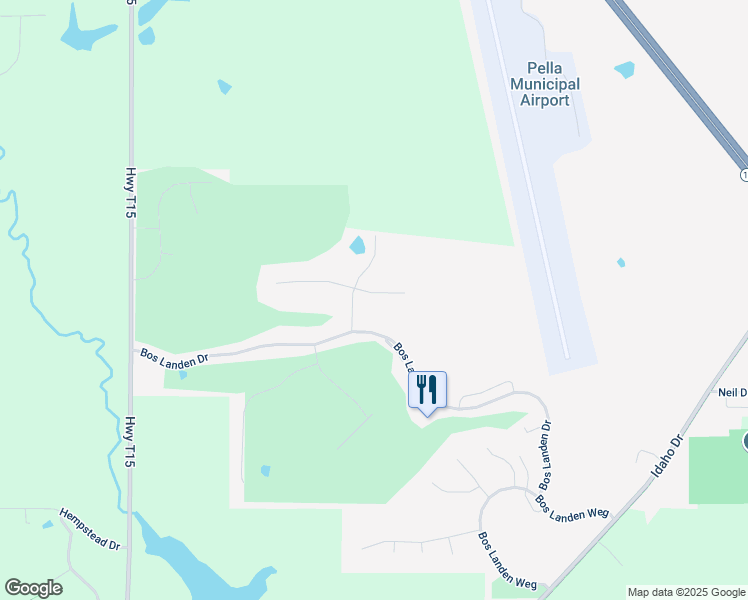 map of restaurants, bars, coffee shops, grocery stores, and more near 2525 Hemel Drive in Pella