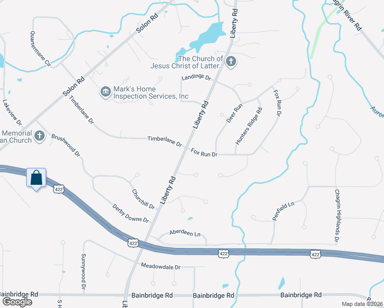 map of restaurants, bars, coffee shops, grocery stores, and more near 6015 Liberty Road in Solon