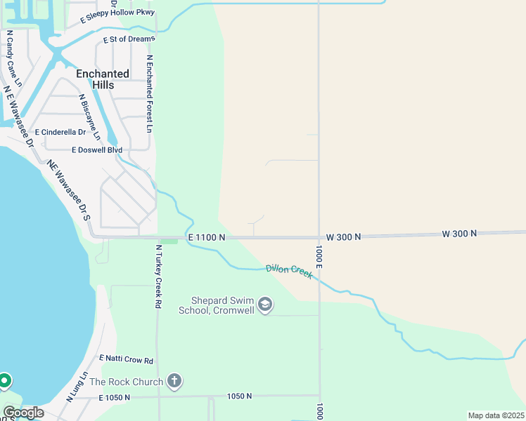 map of restaurants, bars, coffee shops, grocery stores, and more near 9820 East 1100 North in Cromwell