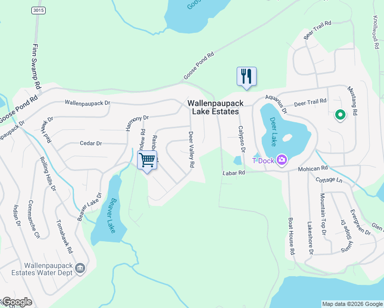 map of restaurants, bars, coffee shops, grocery stores, and more near 29 Deer Valley Road in Wayne County