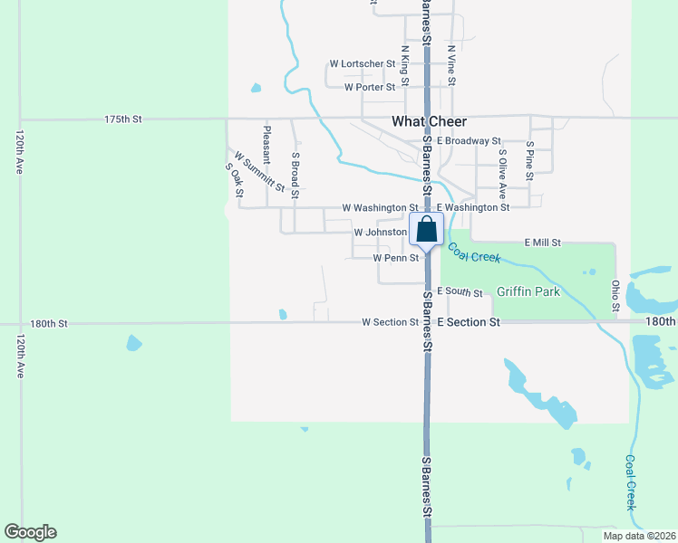 map of restaurants, bars, coffee shops, grocery stores, and more near 505 South East Street in What Cheer