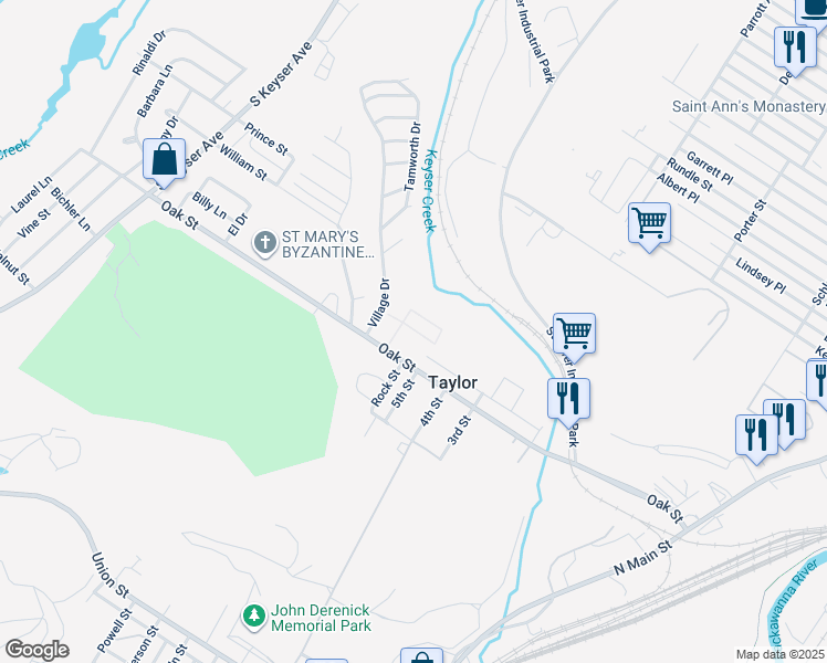 map of restaurants, bars, coffee shops, grocery stores, and more near 520 Vine Street in Scranton
