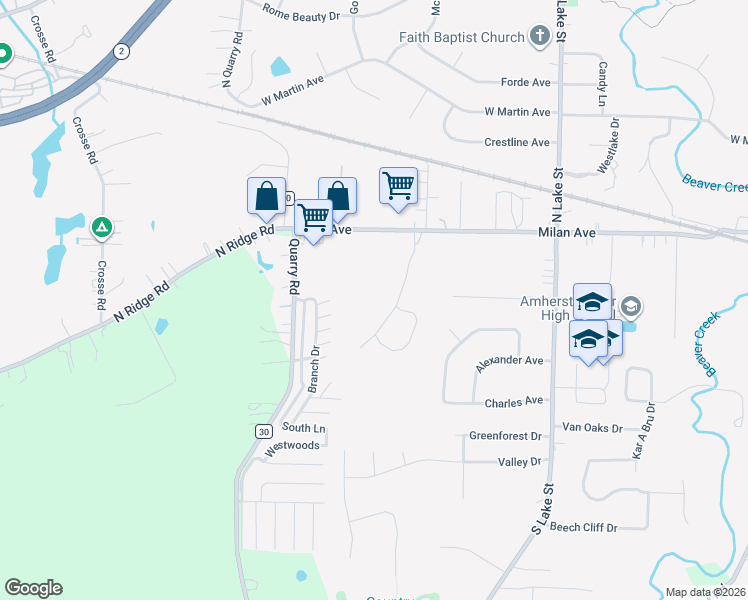 map of restaurants, bars, coffee shops, grocery stores, and more near 193 Westwoods in Amherst