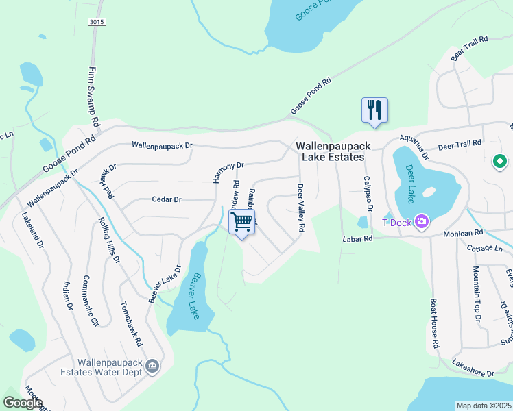 map of restaurants, bars, coffee shops, grocery stores, and more near 1040 Rainbow Drive in Lake Ariel