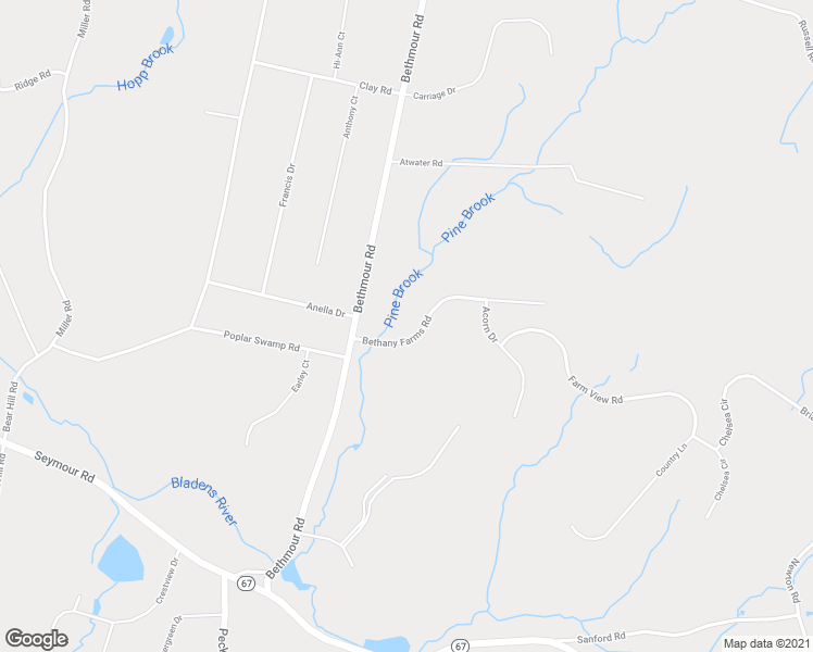 map of restaurants, bars, coffee shops, grocery stores, and more near 25 Bethany Farms Road in Bethany