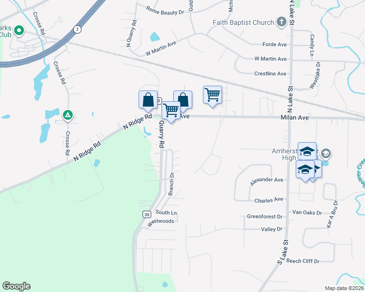 map of restaurants, bars, coffee shops, grocery stores, and more near 208-210 North Lane in Amherst