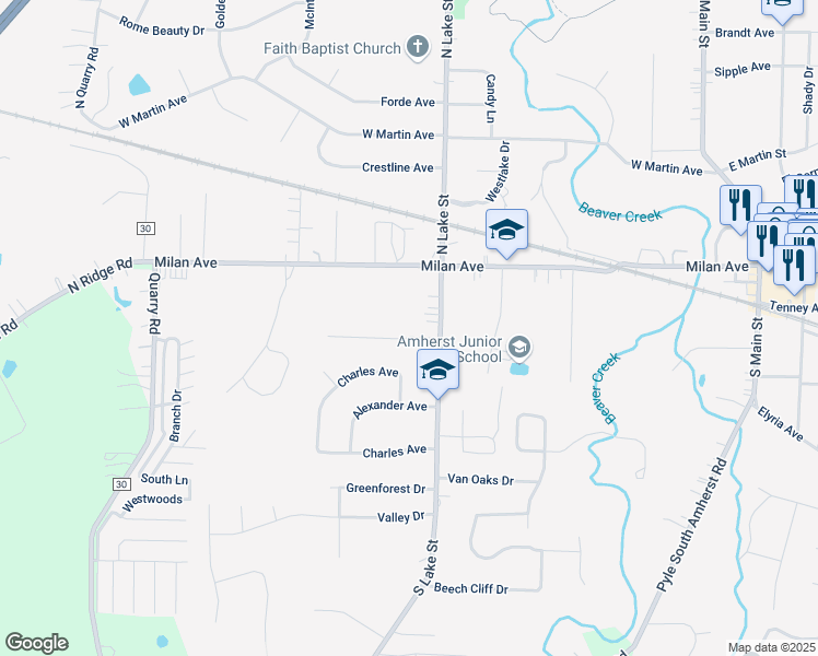 map of restaurants, bars, coffee shops, grocery stores, and more near 763 Tarry Lane in Amherst
