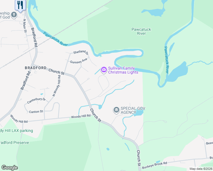 map of restaurants, bars, coffee shops, grocery stores, and more near 4 Laudone Drive in Westerly