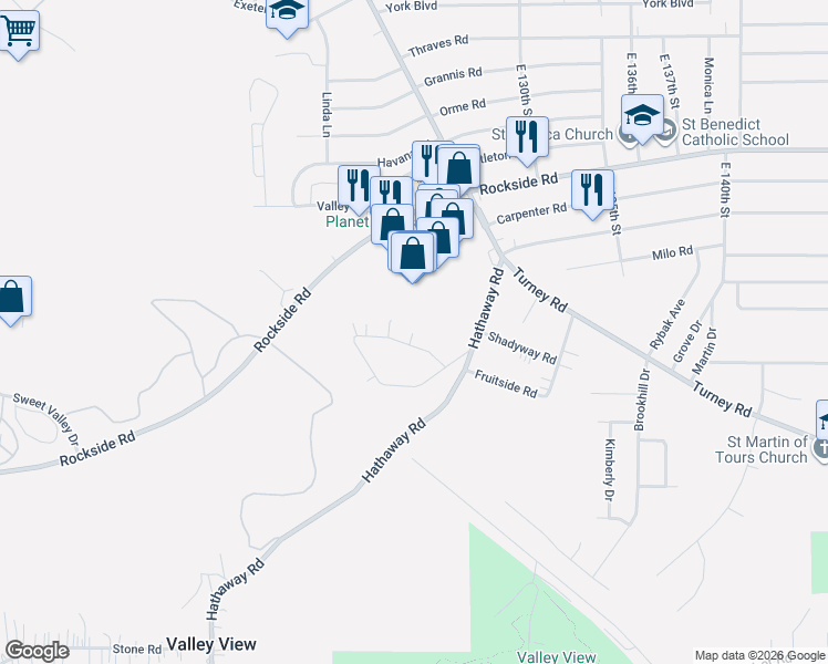 map of restaurants, bars, coffee shops, grocery stores, and more near 12319 Upper Sunset Drive in Garfield Heights