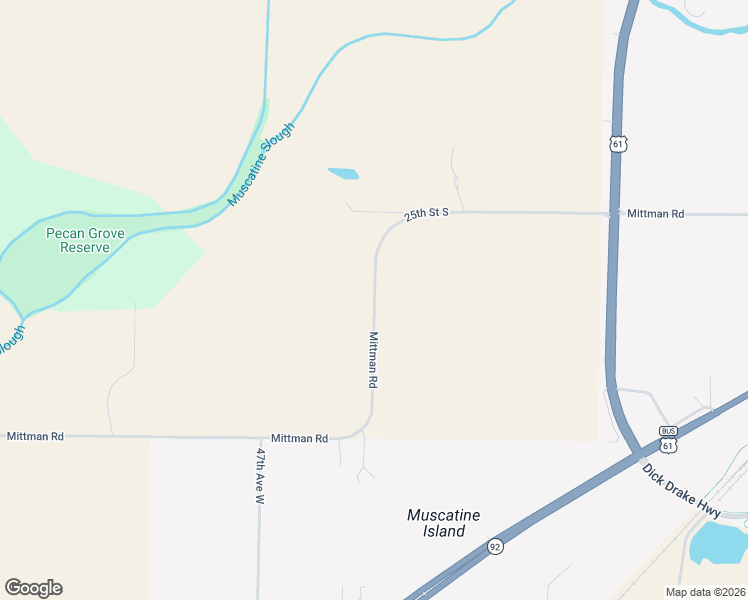 map of restaurants, bars, coffee shops, grocery stores, and more near 3300 25th Street South in Muscatine