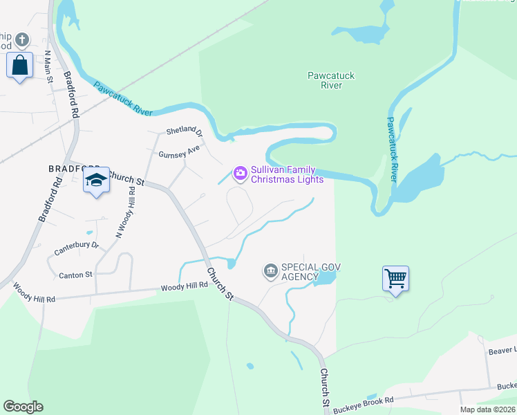 map of restaurants, bars, coffee shops, grocery stores, and more near 4 Laudone Drive in Westerly