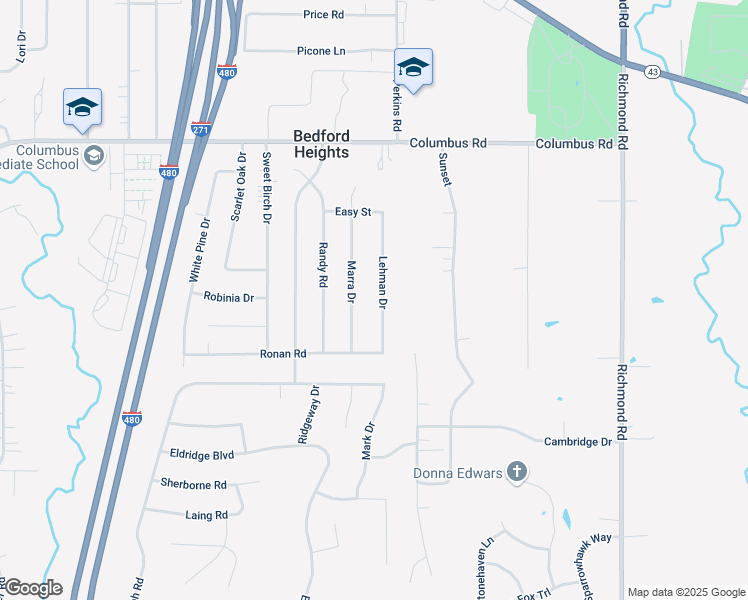 map of restaurants, bars, coffee shops, grocery stores, and more near 5976 Lehman Dr in Bedford Heights
