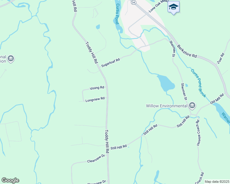 map of restaurants, bars, coffee shops, grocery stores, and more near 55A Toddy Hill Road in Newtown