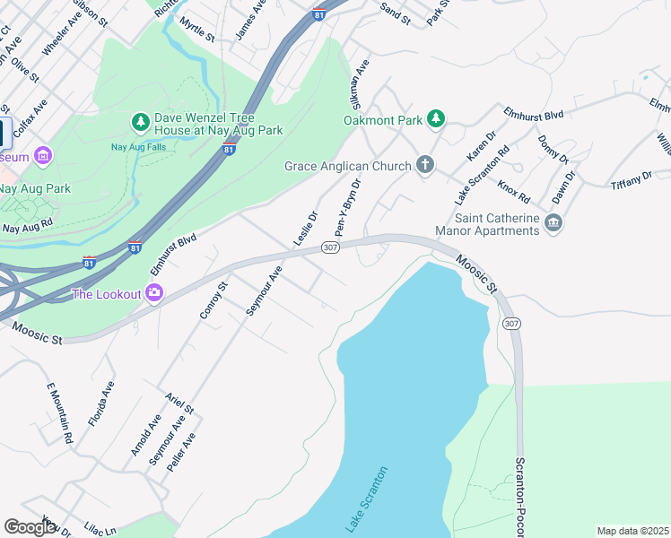 map of restaurants, bars, coffee shops, grocery stores, and more near 1901 Cleveland Ave in Scranton