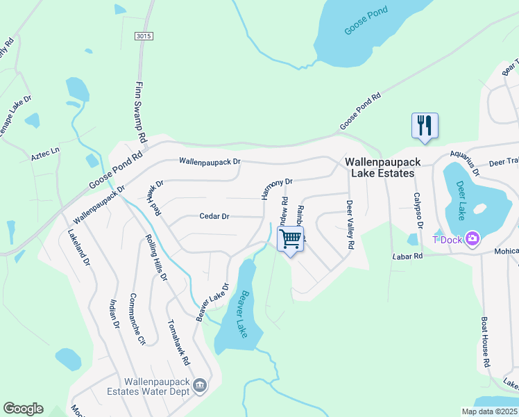 map of restaurants, bars, coffee shops, grocery stores, and more near 115 Harmony Drive in Hawley