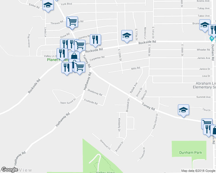 map of restaurants, bars, coffee shops, grocery stores, and more near 6306 Meadowbrook Road in Garfield Heights