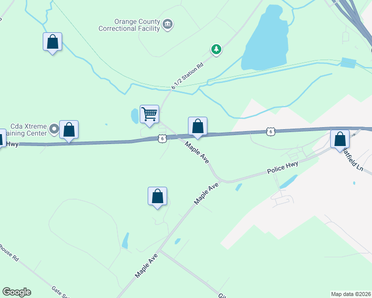 map of restaurants, bars, coffee shops, grocery stores, and more near 6 Maple Avenue in Goshen