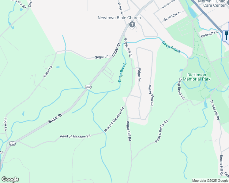 map of restaurants, bars, coffee shops, grocery stores, and more near 20 Boggs Hill Road in Newtown
