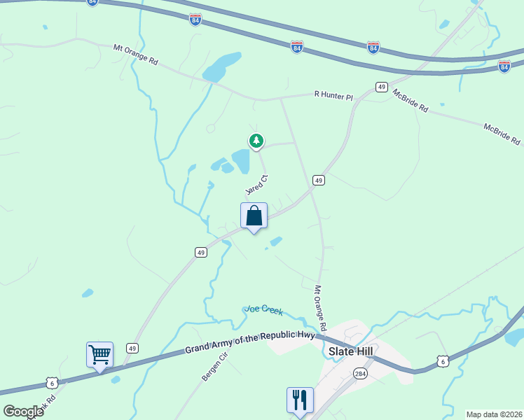 map of restaurants, bars, coffee shops, grocery stores, and more near 7 Jared Court in Slate Hill