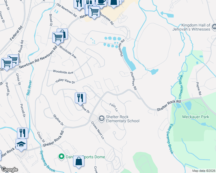 map of restaurants, bars, coffee shops, grocery stores, and more near 603 Sienna Drive in Danbury