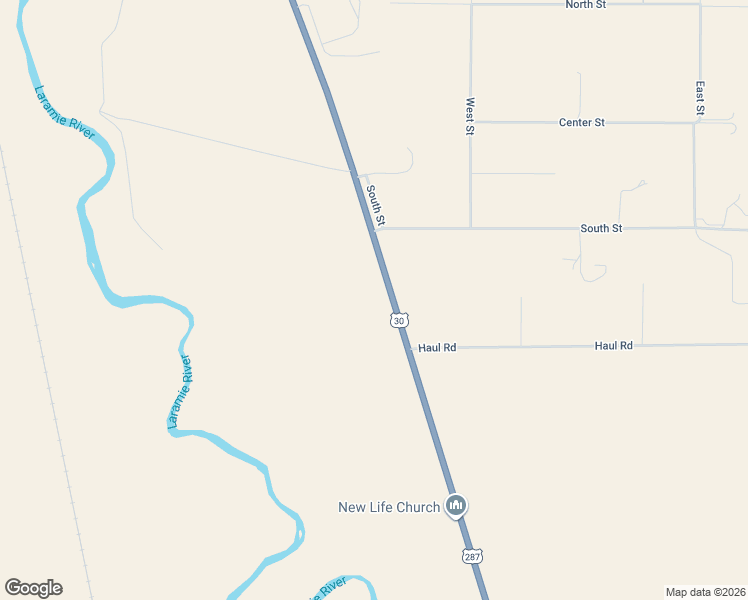 map of restaurants, bars, coffee shops, grocery stores, and more near U.S. 287 in Laramie