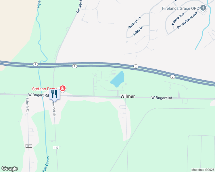 map of restaurants, bars, coffee shops, grocery stores, and more near 1305 South Lake Wilmer Drive in Sandusky