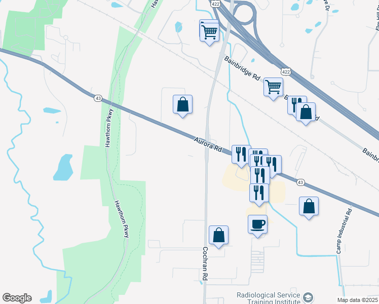 map of restaurants, bars, coffee shops, grocery stores, and more near 6000 Cochran Road in Solon