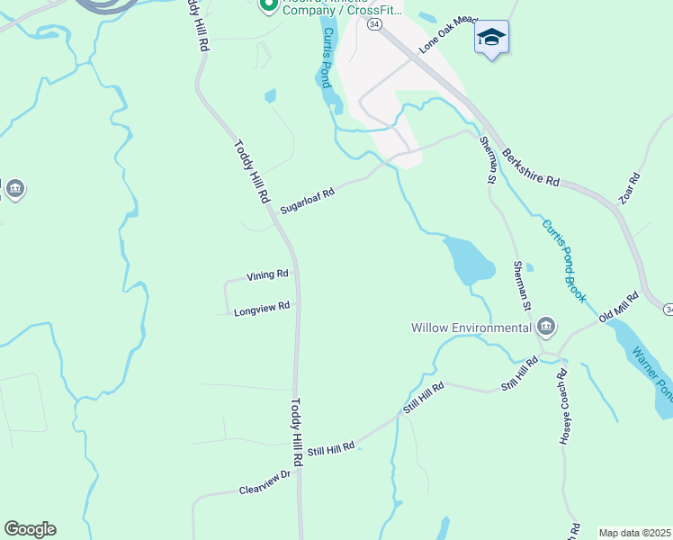 map of restaurants, bars, coffee shops, grocery stores, and more near 55A Toddy Hill Road in Newtown