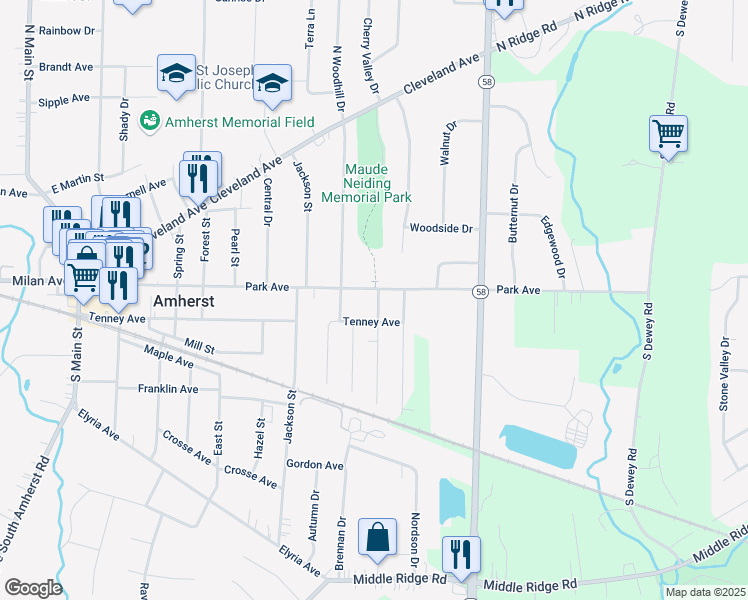 map of restaurants, bars, coffee shops, grocery stores, and more near 230 Taylor Avenue in Amherst