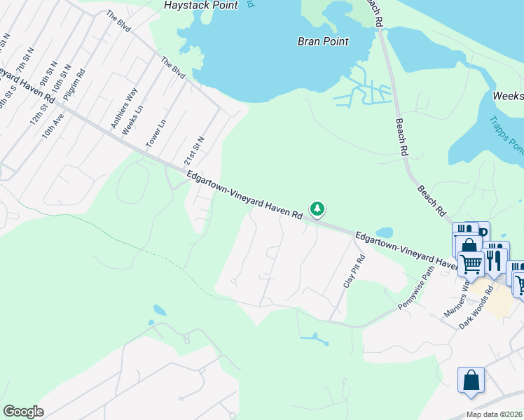map of restaurants, bars, coffee shops, grocery stores, and more near 400 Edgartown-Vineyard Haven Road in Edgartown