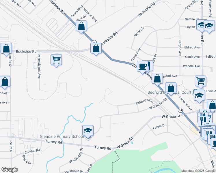 map of restaurants, bars, coffee shops, grocery stores, and more near 332 Zingales Drive in Bedford