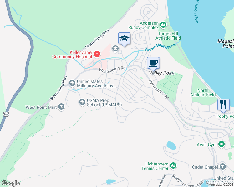 map of restaurants, bars, coffee shops, grocery stores, and more near 501 Winans Road in West Point