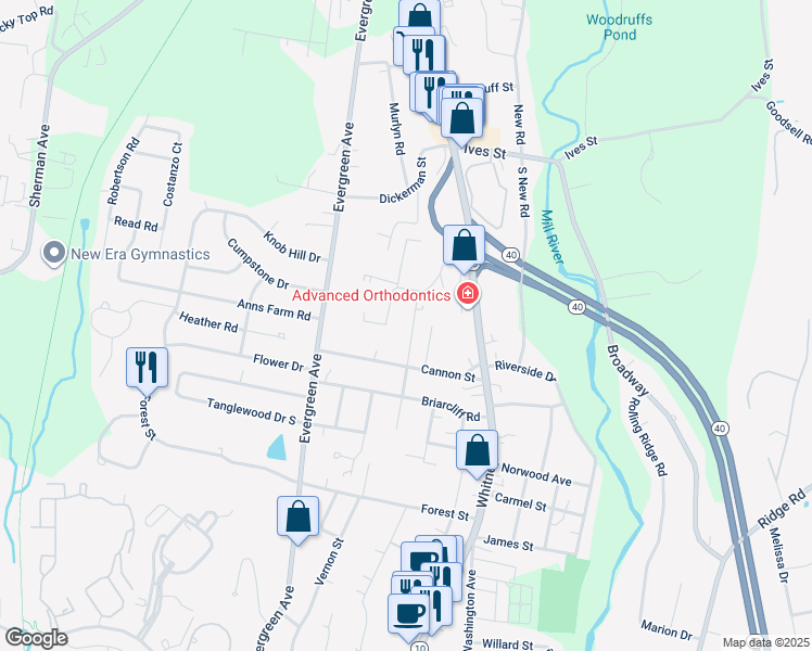 map of restaurants, bars, coffee shops, grocery stores, and more near 136 Pelham Avenue in Hamden