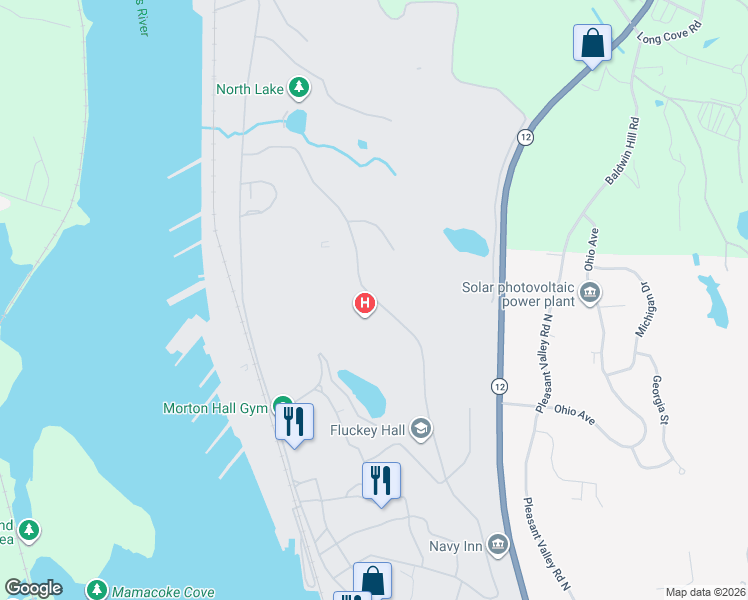 map of restaurants, bars, coffee shops, grocery stores, and more near 1 Wahoo Avenue in Groton