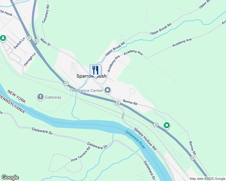 map of restaurants, bars, coffee shops, grocery stores, and more near 8 Main Street in Sparrow Bush