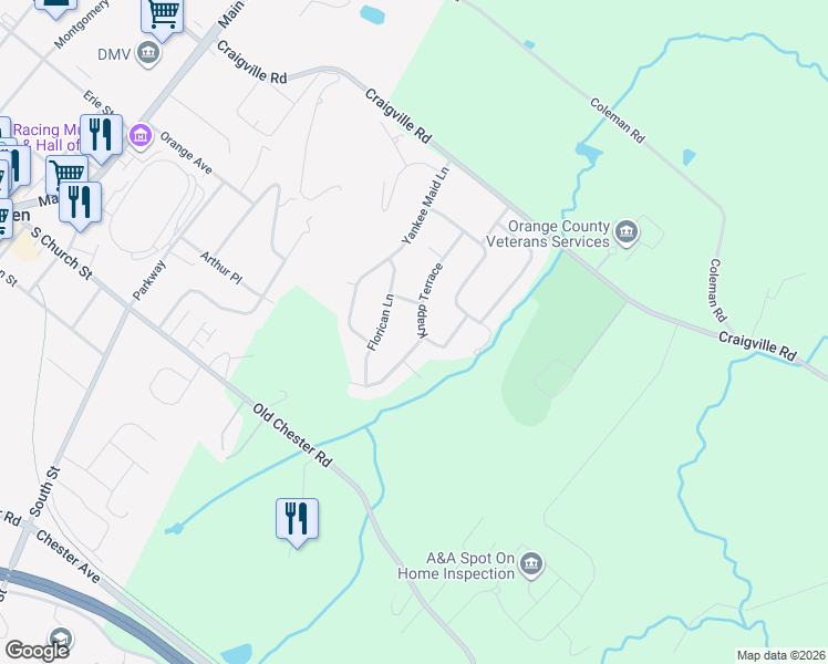 map of restaurants, bars, coffee shops, grocery stores, and more near 52 Lower Magic Circle Drive in Goshen