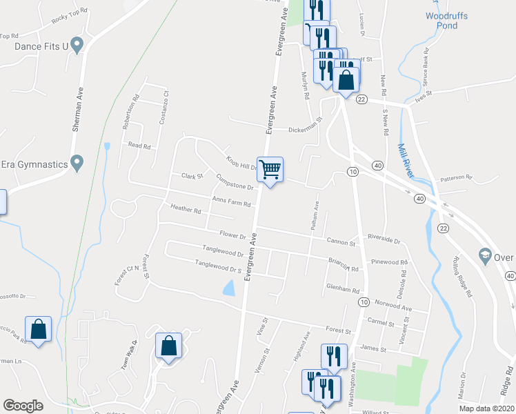 map of restaurants, bars, coffee shops, grocery stores, and more near 537 Evergreen Avenue in Hamden