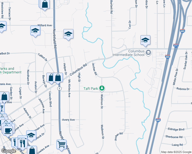 map of restaurants, bars, coffee shops, grocery stores, and more near 698 Archer Road in Bedford