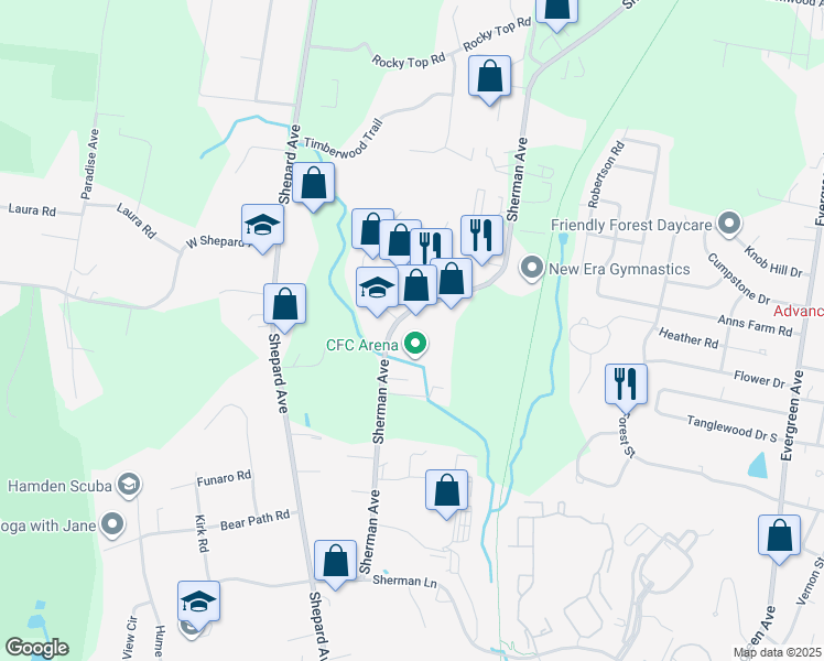 map of restaurants, bars, coffee shops, grocery stores, and more near 998 Sherman Avenue in Hamden