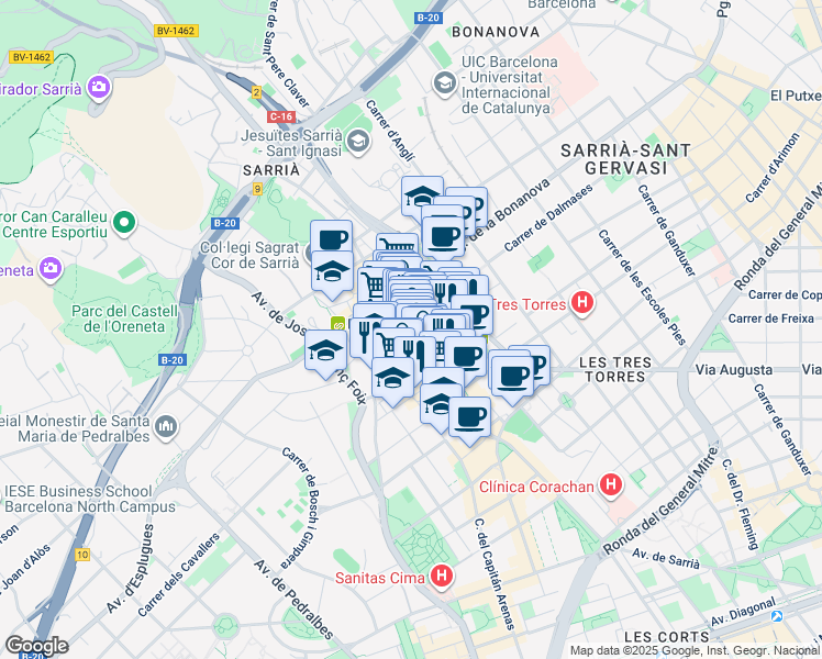 map of restaurants, bars, coffee shops, grocery stores, and more near in Barcelona