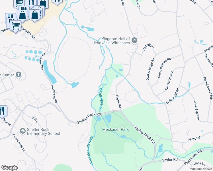 map of restaurants, bars, coffee shops, grocery stores, and more near 22 Payne Road in Bethel