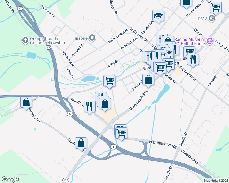 map of restaurants, bars, coffee shops, grocery stores, and more near 119 Clowes Avenue in Goshen