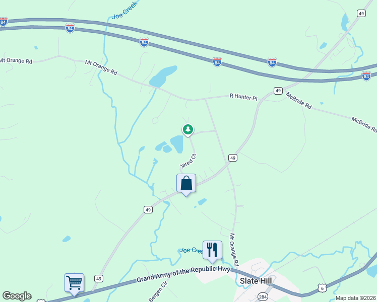 map of restaurants, bars, coffee shops, grocery stores, and more near 16 Jared Court in Slate Hill